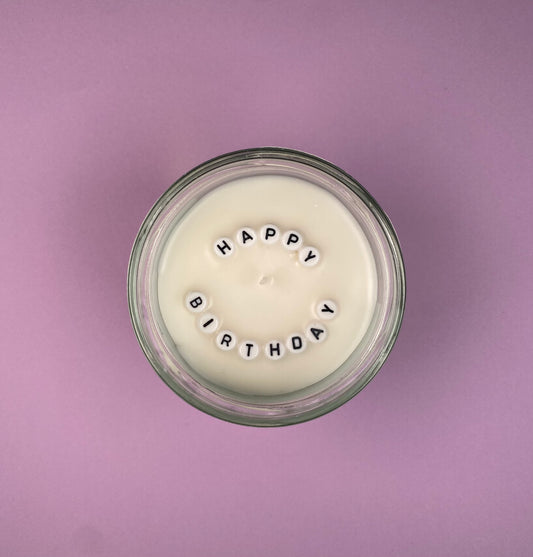 MESSAGE ME | Happy Birthday | Smiley im Glas mit Nachricht